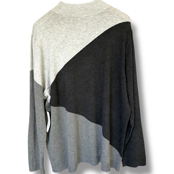 NWT Chico’s Sweater Sz 4 (2X) ColorBlock Mystic Heather Mock Neck Long Sleeve - Picture 3 of 7